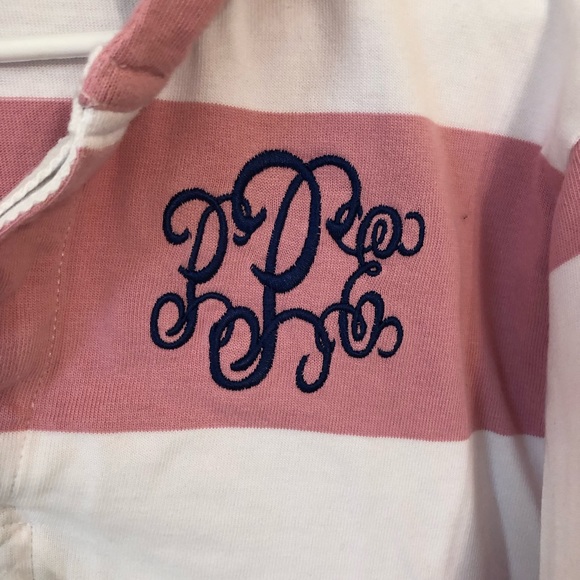 NEW Charles River Cotton Rugby Striped Hoodie Sweater Small Monogrammed P - Picture 2 of 6